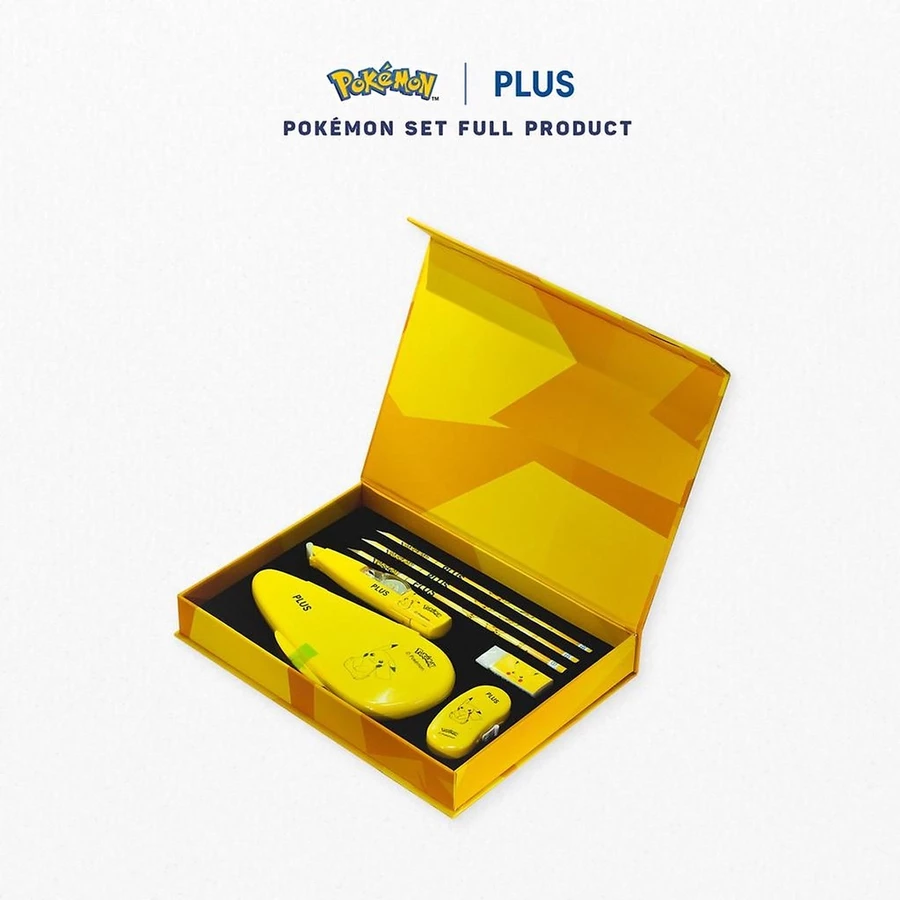 Bộ Dụng Cụ Học Sinh PLUS 7 Món Họa Tiết Pikachu - Chất Lượng Nhật Bản
